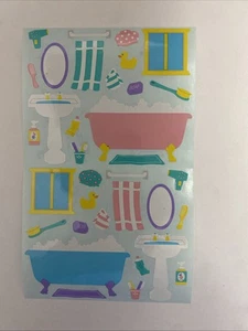 Mrs. Grossman's Vintages Stickers 1996 Pink/Blue Bathtubs Rubber Duck Bathroom - Picture 1 of 1