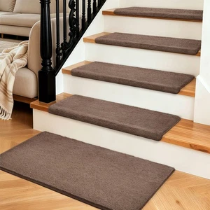 Plush 9"x30" Bullnosed Carpet Stair Treads Cover Landing Mat Self Adhensive - Bild 1 von 79