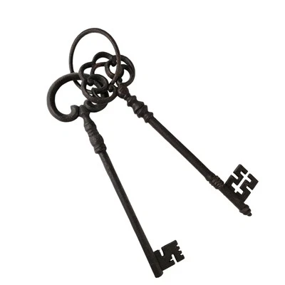 Cast Iron Skeleton Jailer's Keys w/ Ring – Large Rustic Decor 13” Cabin Style - Image 1 of 4