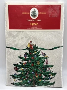 Spode Christmas Tree Fabric Tablecloth 70" Round ~ NEW Christmas, Santa - Picture 1 of 8