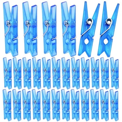 Mini pinzas para ropa de plástico transparente de 200 piezas clips artesanales decorativos azules Foto 1 de 4