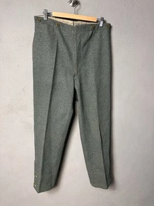40s vintage WW2 Swiss army green wool military brass buckle back suspender pants - Picture 1 of 16