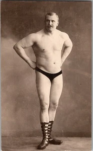RPPC Early Strongman Bodybuilder Antique Postcard Blank Back JO5 - Picture 1 of 2