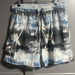 Tommy Bahama Relax Herren Palme Badeshorts Mesh gefüttert Ombré blau grau weiß M - Bild 1 von 9