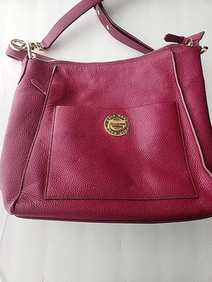 COLE HAAN Burgundy Pebbled Leather Hobo Purse Shoulder Handbag Grandseries strap - Image 1 of 4