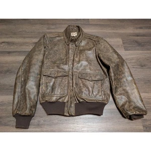 Banana Republic braune Distressed Leder Bomberjacke Made in USA Größe 44 lang - Bild 1 von 7