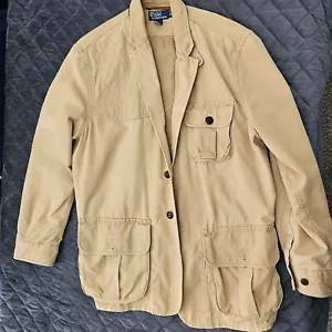 Polo Ralph Lauren Size XL Sportsman Half Belt Canvas Leather Trim Field Jacket - Picture 1 of 16