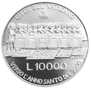 VATICAN 10000 LIRE 1998 ( The Last Supper ) SILVER Commem. coin (KM# 290) PROOF - Picture 1 of 5