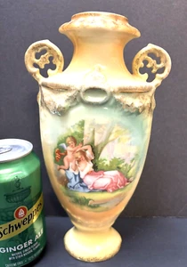 ANTIQUE SCHMIDT VICTORIA AUSTRIA PORCELAIN URN VASE 1904-1918 NUDE CHERUB #358 - Picture 1 of 5