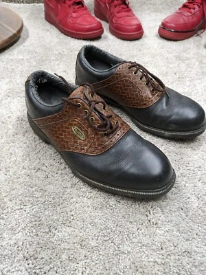 Zapatos FootJoy para hombre 8.5 Golf Oxford Negro Marrón Cuero Taco 57812 FJ Foto 1 de 4