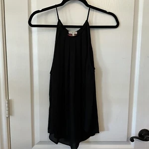 Joie black Silk Sleeveless Blouse Large Spaghetti Strap Pleated Neckline - Picture 1 of 8