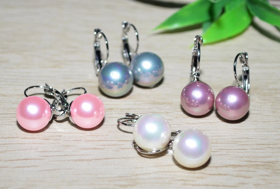 AUSWAHL +++ PERLENOHRRING 12mm Muschelkern Perle Brisur Ohrhänger Ohrring silber - Bild 1 von 1