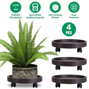 4Pcs Plant Stand W/Rolling Wheels Flower Pot Mover Roller Pot Stand - Picture 1 of 24