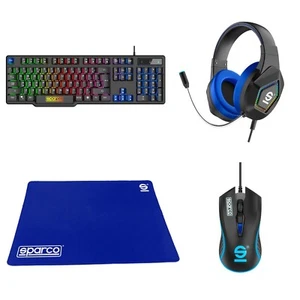 Celly sparco gaming kit 4in1 tastiera da gioco mouse cuffie a filo tappetino - Picture 1 of 5
