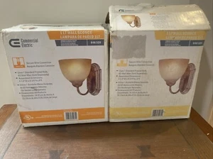 Set of 2 Commercial Electric WALL SCONCE 848 320 Umber Sunset Rustic Scavo Glass - Picture 1 of 5