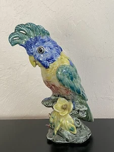 VINTAGE STANGL Pottery Bird COLORFUL PARROT COCKATOO 9" FIGURINE 3580 MK Initial - Picture 1 of 7