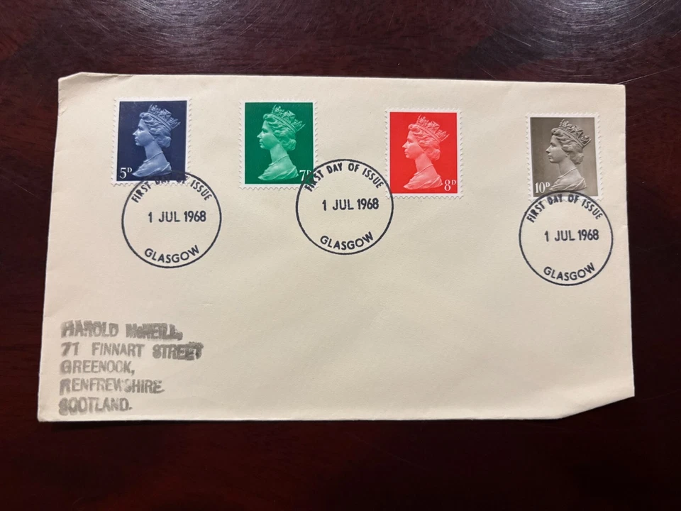 United Kingdom 1968 - Definitive 2, Elizabeth II letter fdc stamps Glasgow - Image 1 of 1