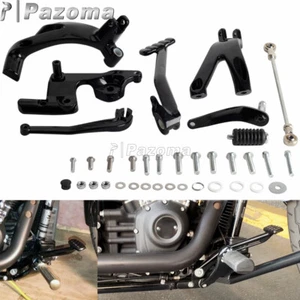 For Harley Softail FXBB FXLR FXLRS FXST 18-22 Black Foot Peg Forward Control Kit - Picture 1 of 11