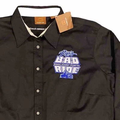 Camisa Para Hombres XL RIP's BAD RIDE Ciclistas Contra la Diabetes Negra Abotonada Manga Larga Foto 1 de 4