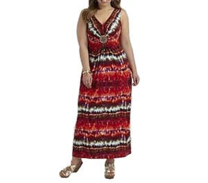 Women's summer cocktail party beach Beaded Maxi Dress knit tie dye plus14WXL new - Picture 1 of 6