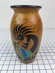 Vintage Kokopelli Vase 9" Zoll mexikanische Kunst aztekische Keramik Mexiko handbemalt - Bild 1 von 9
