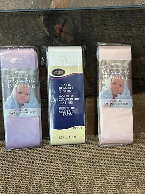 Encuadernación de manta Wrights Home púrpura, rosa, blanco lote de 3 - ¡NUEVA! Foto 1 de 4