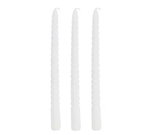 Kerze Dinner Set aus 3 Weiß Ø1,5x25 cm Gedreht 6h Brenndauer NEU & OVP - Bild 1 von 2