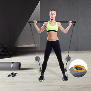 2pc Workout Bands Resistance & Pump with Handles Yoga Elastic Fitness Exercise - Picture 1 of 15