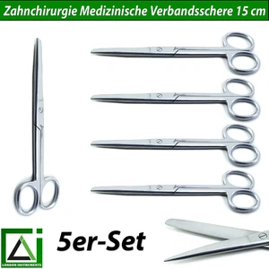 5er-Set Zahnchirurgie Medizini Verbandschere Edelstahl Spitz Stumpf Instrumente - Picture 1 of 8
