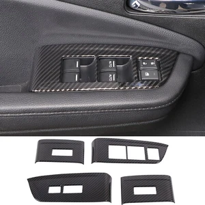 Cubierta de molduras de panel de interruptor de elevación de ventana de puerta estilo fibra de carbono apta para Honda Pilot - Imagen 1 de 10