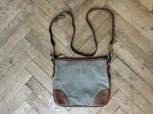 Prada Jaquard Brown Cloth Messenger Bag - Picture 1 of 12