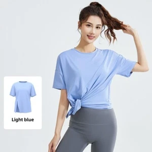 Summer Sport Short Sleeved Shirt Women Fitness Gym Tops Yoga Running T-shirts - Picture 1 of 24