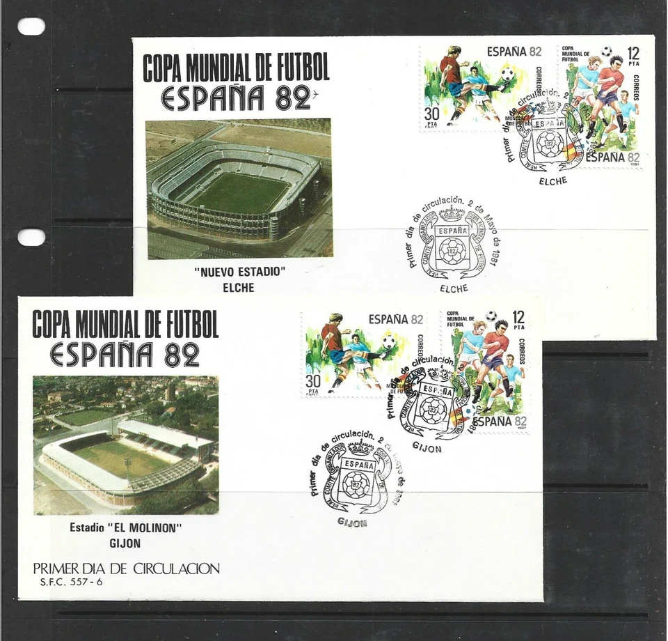 Mundial Futbol España 82 Sedes Gijón y Elche Sobres 1º Día año 1981 (FG-576) - Imagen 1 de 1