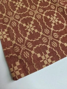 Country Primitive Marshfield Jacquard Table Runner Barn Red 14 X 36 Coverlet - Picture 1 of 3