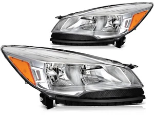 Left Right Side Headlights Assembly For 2013-2016 Ford Escape SUV Chrome Housing - Bild 1 von 9