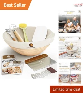 9" Round Rattan Proofing Basket Set for Sourdough Baking with Essential Tools - Picture 1 of 10