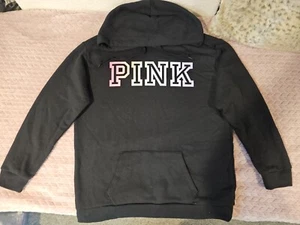 Victoria’s Secret Pink Damen Sweatshirt Schwarz Regenbogen Logo Gr. S Hoodie - Bild 1 von 3