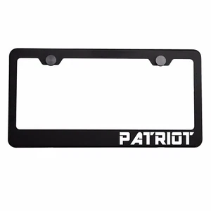 Matte Black License Plate Frame Chrome PATRIOT Laser Etched Metal Screw Cap - Bild 1 von 7