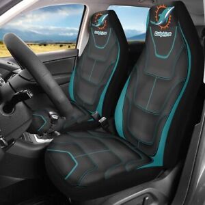 Miami Dolphins 2PCS Car Seat Covers Set Universal Pickup Truck Cushion Protector