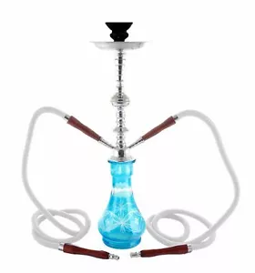 2 White Hose Hookah Sky Vase Glass Pipe Shisha NEW Free Charcol Best Buy Luxury - Picture 1 of 8