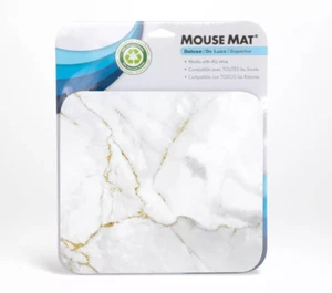 HandStands Deluxe Mouse Mat Non-Slip natural rubber base smooth - White Marble - Picture 1 of 3