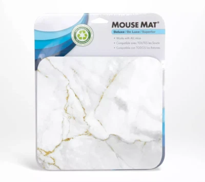 HandStands Deluxe Mouse Mat Non-Slip natural rubber base smooth - White Marble - Image 1 of 3