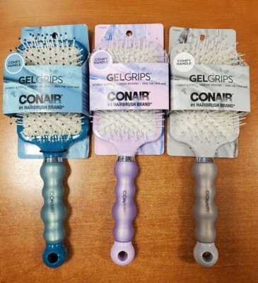 2 or 3 Pack: Conair Gel Grip Bristle Paddle Hairbrush *CHOOSE COLOR/QTY* R8P1b - Image 1 of 4