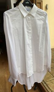 Marella Sport longer length white blouse UK12 Unusual design with 2 fabrics. New