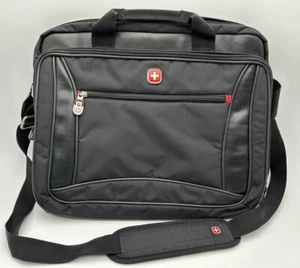 Swiss Gear by Wenger Laptop Briefcase Case Black Padded Messenger Bag EUC - Picture 1 of 9