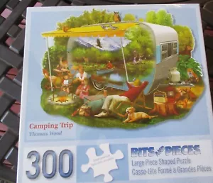300 Piece Large Format Shaped Tom Wood Art Puzzle "Camping Trip" 20"x 25.5" - Picture 1 of 3