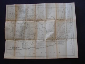 1865 GLO Surveyor Generals Office Washington Territory Color Map Gold Mines More - Picture 1 of 12