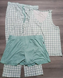 Eddie Bauer Sleep Set Adult Womens 2XL *3 Piece* Blue Tank/Shorts/Pant - Picture 1 of 7