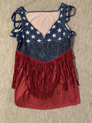 Camiseta sin mangas patriótica para mujer talla pequeña Foto 1 de 2