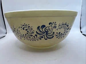 Ciotola di miscelazione vintage Pyrex Homestead 2,5 qts 403 blu e marrone maculato - Foto 1 di 9